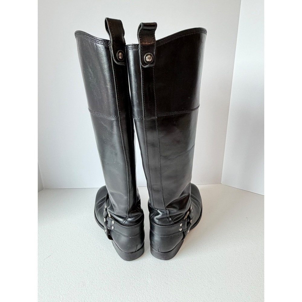 Frye Womens Harness Tall Leather Boots 7.5 Black Moto Preppy 76927 - Picture 6 of 15